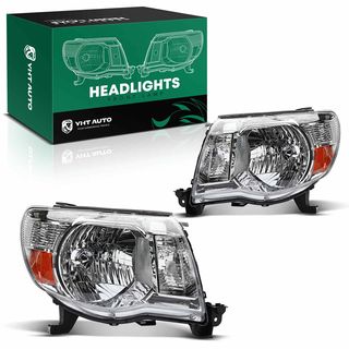 Front Halogen Headlights Lamp Assembly H4 without Bulb for Toyota Tacoma 2005-2011