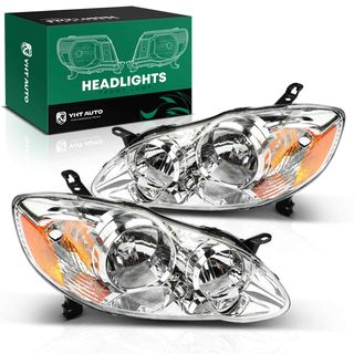 Front Halogen Headlights Assembly without Bulb for Toyota Corolla 2003-2008