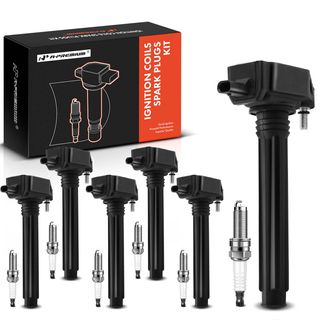 6 Pcs Black Ignition Coil & 6 Pcs IRIDIUM Spark Plug Kit for Dodge Durango Jeep Ram VW