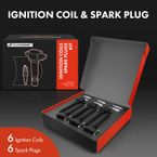 6 Pcs Black Ignition Coil & 6 Pcs IRIDIUM Spark Plug Kit for Dodge Durango Jeep Ram VW