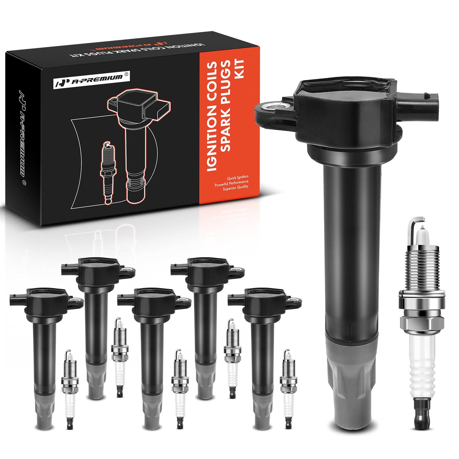 6 Pcs Ignition Coil & 6 Pcs IRIDIUM Spark Plug Kit for Chrysler Sebring Dodge Charger VW APremium