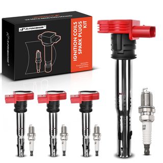 4 Pcs Ignition Coil & 4 Pcs IRIDIUM Spark Plug Kit for Audi A4 A5 Q7 Porsche Volkswagen