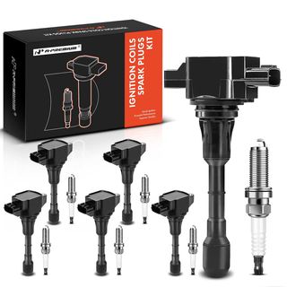 6 Pcs Black Ignition Coil & 6 Pcs IRIDIUM Spark Plug Kit for INFINITI EX35 FX35 Nissan