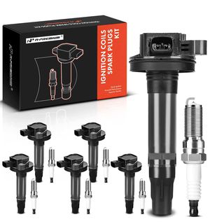 6 Pcs Black Ignition Coil & 6 Pcs IRIDIUM Spark Plug Kit for Ford F-150 Lincoln Mazda