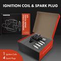 1 Pc Black Ignition Coil & 4 Pcs IRIDIUM Spark Plug Kit for 2012 Hyundai Elantra