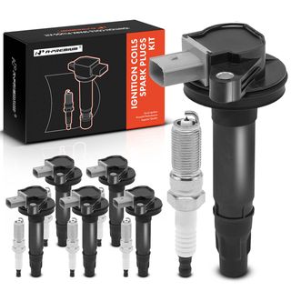 6 Pcs Black Ignition Coil & 6 Pcs IRIDIUM Spark Plug Kit for Ford Taurus Lincoln MKS MKT