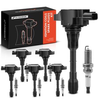 6 Pcs Black Ignition Coil & 6 Pcs IRIDIUM Spark Plug Kit for INFINITI EX37 G37 Q50 Nissan