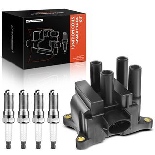 1 Pc Ignition Coil & 4 Pcs IRIDIUM Spark Plug Kit for Ford Focus 00-04 Escape Mercury