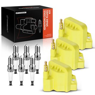 3 Pcs Yellow Ignition Coil & 3 Pcs IRIDIUM Spark Plug Kit for Buick Allure 05-08 Chevy