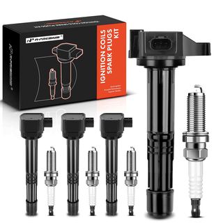 4 Pcs Black Ignition Coil & 4 Pcs IRIDIUM Spark Plug Kit for Honda Accord Acura ILX