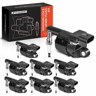 8 Pcs Black Ignition Coil & 8 Pcs IRIDIUM Spark Plug Kit for GMC Sierra 1500 Yukon Buick