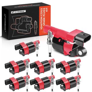 8 Pcs Red Ignition Coil & 8 Pcs IRIDIUM Spark Plug Kit for GMC Sierra 1500 Buick