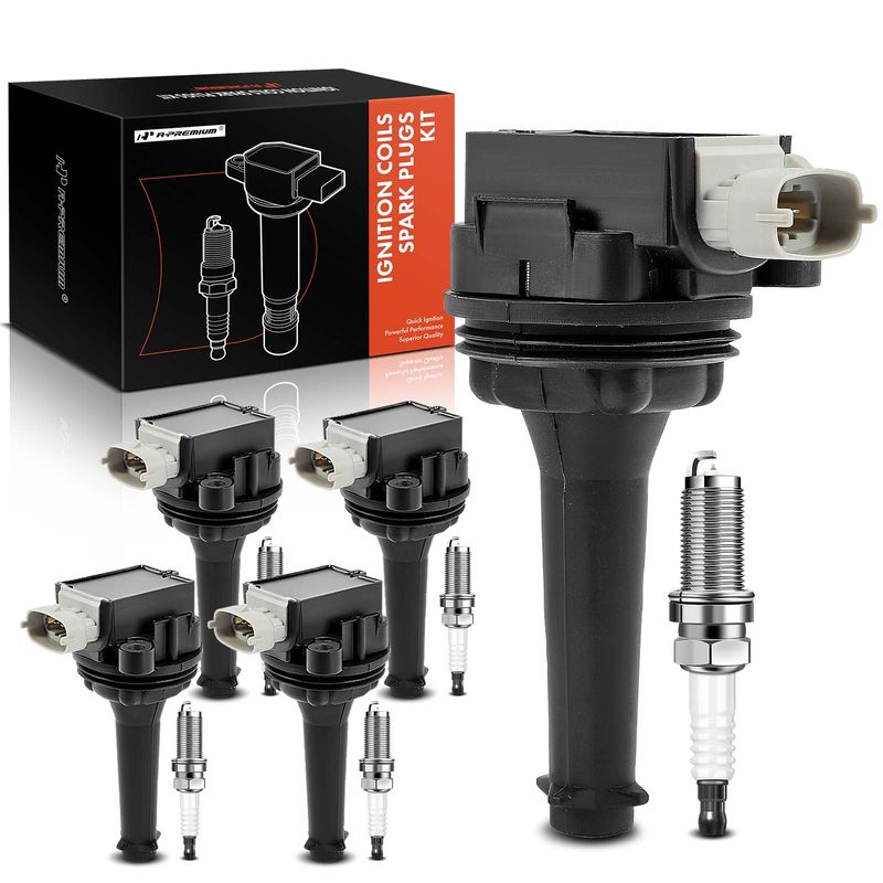 5 Pcs Ignition Coil & 5 Pcs IRIDIUM Spark Plug Kits for 2009 Volvo V50