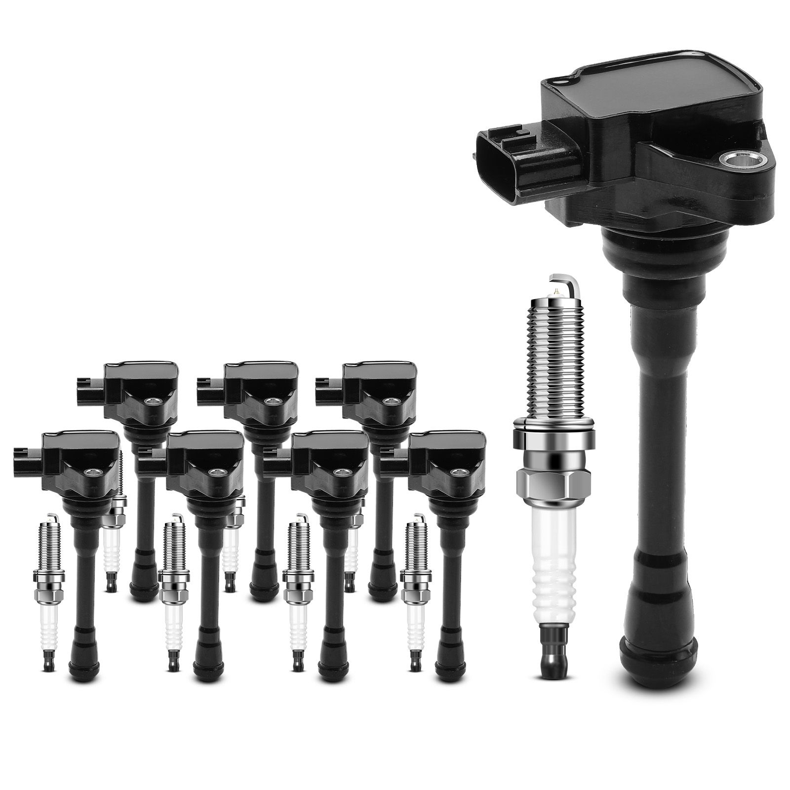 A-Premium.com | 8 Pcs Black Ignition Coil & 8 Pcs IRIDIUM Spark