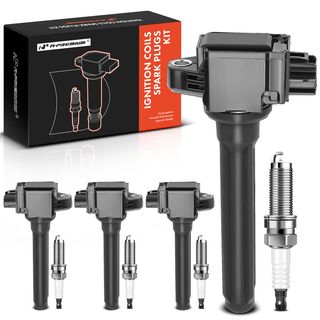 4 Pcs Gray Ignition Coil & 4 Pcs IRIDIUM Spark Plug Kit for Mitsubishi Outlander 14-19 3 Blade