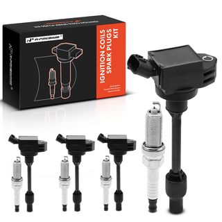 4 Pcs Black Ignition Coil & 4 Pcs IRIDIUM Spark Plug Kit for Toyota Camry Corolla RAV4