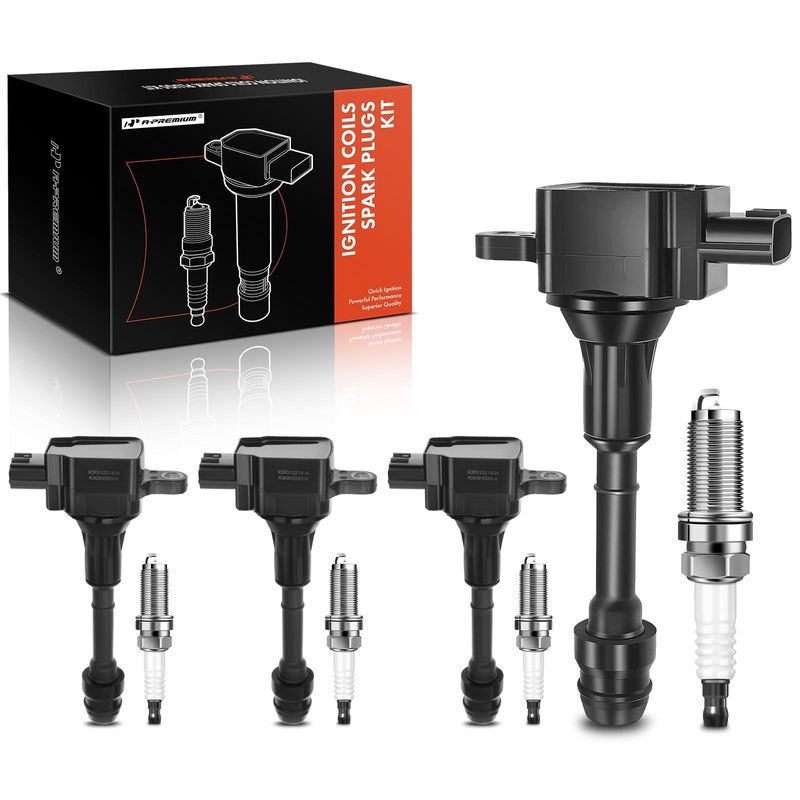 Carbole 4Pc Ignition Coil & Iridium Spark Plug Kit – Nissan Altima, Rogue, Sentra, Versa + More