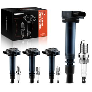 4 Pcs Black Ignition Coil & 4 Pcs IRIDIUM Spark Plug Kit for Toyota Tacoma 00-04 4Runner