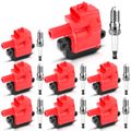 8 Pcs Red Ignition Coil & 8 Pcs IRIDIUM Spark Plug Kit for Cadillac CTS Chevy Pontiac