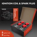 8 Pcs Red Ignition Coil & 8 Pcs IRIDIUM Spark Plug Kit for Cadillac CTS Chevy Pontiac