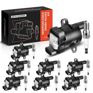 8 Pcs Black Ignition Coil & 8 Pcs IRIDIUM Spark Plug Kit for Chevy Cadillac GMC Hummer