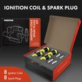 8 Pcs Yellow Ignition Coil & 8 Pcs IRIDIUM Spark Plug Kit for 2003 Chevrolet Silverado 3500 6.0L V8