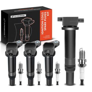 4 Pcs Ignition Coil & 4 Pcs IRIDIUM Spark Plug Kit for Hyundai Accent Kia Rio 06-11
