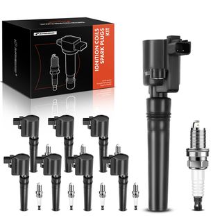 8 Pcs Black Ignition Coil & 8 Pcs IRIDIUM Spark Plug Kit for Ford Thunderbird Lincoln