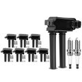 8 Pcs Black Ignition Coil & 16 Pcs IRIDIUM Spark Plug Kit for Chrysler 300 Dodge Jeep