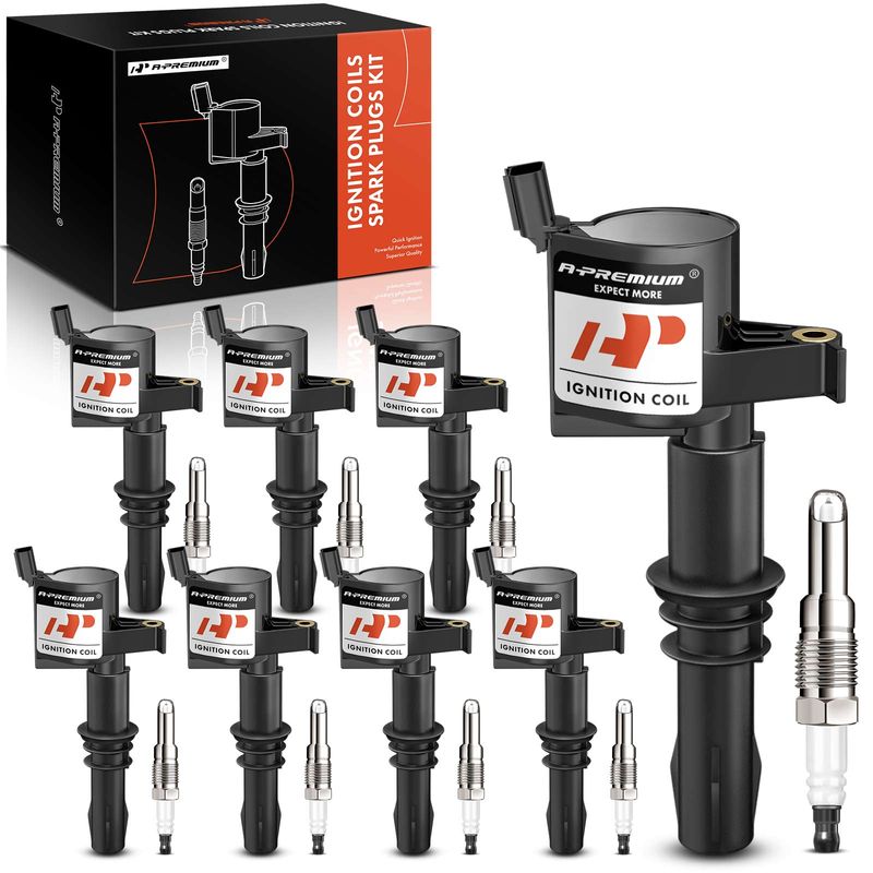 8 Pcs Ignition Coil & 8 Pcs PLATINUM Spark Plug Kit for Ford F150