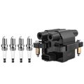 1 Pc Black Ignition Coil & 4 Pcs IRIDIUM Spark Plug Kit for 2005 Subaru Legacy 2.5L H4