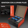 8 Pcs Ignition Coils & 16 Pcs Double Iridium Spark Plug Kits for Ram 1500 3500