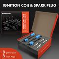 8 Pcs Ignition Coils & 8 Pcs Double Iridium Spark Plug Kits for Ford Explorer Mustang