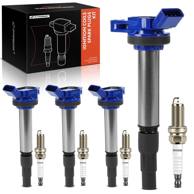 4 Pcs Ignition Coils & 4 Pcs Iridium & Platinum Spark Plug Kits for Toyota Corolla 09-17