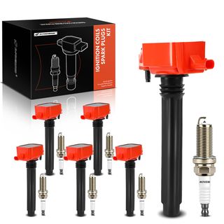 6 Pcs Ignition Coils & 6 Pcs Double Iridium Spark Plug Kits for Chrysler Dodge Jeep KL Ram