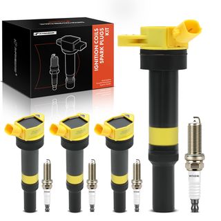 4 Pcs Ignition Coils & 4 Pcs Double Iridium Spark Plug Kits for Hyundai Elantra Kia Forte5