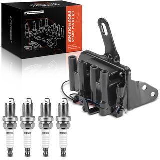 1 Pc Ignition Coil & 4 Pcs IRIDIUM Spark Plug Kit for Hyundai Elantra 96-00 Tiburon