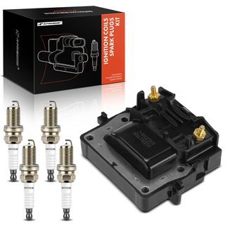 1 Pc Ignition Coil & 4 Pcs IRIDIUM & Platinum Spark Plug Kit for Toyota Celica