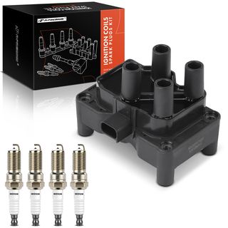 1 Pc Ignition Coil + 4 Pcs IRIDIUM & Platinum Spark Plug Kit for Ford Fiesta 11-13