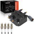 1 Pc Ignition Coil + 4 Pcs IRIDIUM & Platinum Spark Plug Kit for 2000 Subaru Legacy 2.5L H4