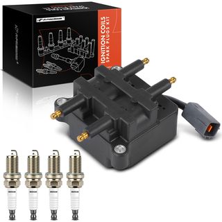1 Pc Ignition Coil + 4 Pcs IRIDIUM & Platinum Spark Plug Kit for Subaru Legacy 98-03