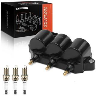 1 Pc Ignition Coil & 3 Pcs IRIDIUM & Platinum Spark Plug Kit for Chevy Spark Daewoo Matiz 98-05