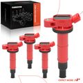 4 Pcs Red Ignition Coils for Toyota Camry RAV4 Corolla Solara Lexus Pontiac Scion