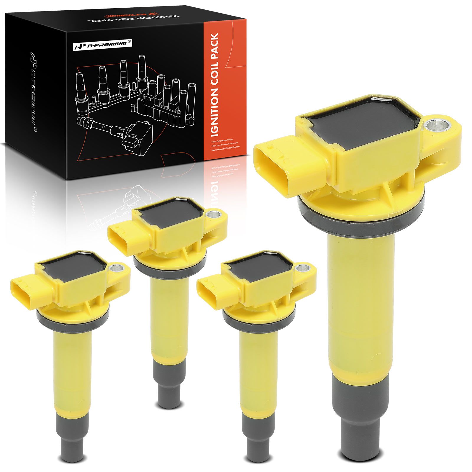 4 Pcs Yellow Ignition Coils for Toyota Prius 01-09 Echo Yaris Scion xA xB L4 1.5L