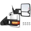 2 Pcs Chrome Powered Heated Towing Mirror Assembly for Chevy Silverado 1500 14-18 GMC
