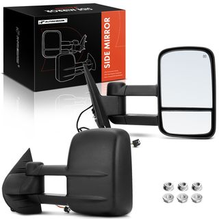 2 Pcs Textured Black Powered Heated Towing Mirror Assembly for Chevy Silverado 1500 Old Mirror Body