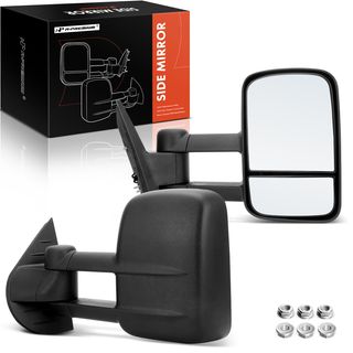 2 Pcs Textured Black Manual Towing Mirror Assembly for Chevy Silverado 1500 07-13 GMC