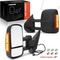 2 Pcs Textured Black Powered Heated Towing Mirror Assembly with Turn Signal for Chevy Silverado 1500 GMC