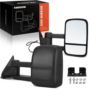 2 Pcs Textured Black Powered Towing Mirror Assembly for Chevy Tahoe 95-99 C Series