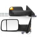 2 Pcs Textured Black Powered Heated Mirror Assembly for 2007 Dodge Ram 2500